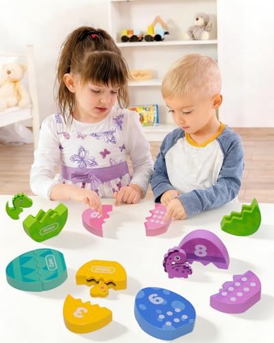 Montessori Learning Toys for Toddlers, Wooden Number Counting Dinosaur Toys - Image 6