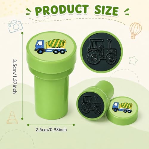 Cinrobiye 24 Pcs Construction Vehicle Stampers Party Favor Set, Cute Building Truck Stamps for Kids Birthday Party, Classroom Rewards, Carnival Prizes, Goody Bag Fillers, Themed Party Supplies - Image 2