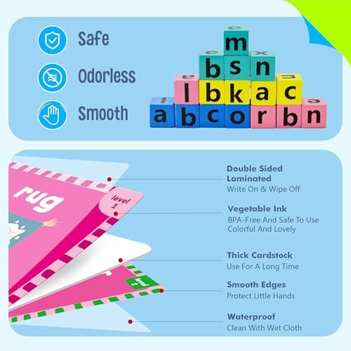 Word Spelling Game, 80 First Words with Wooden Alphabet Puzzle Blocks CVC Words Sight Words Learning Letter Matching Game Montessori Early Educational Toys for Preschool Kindergarten - Image 4