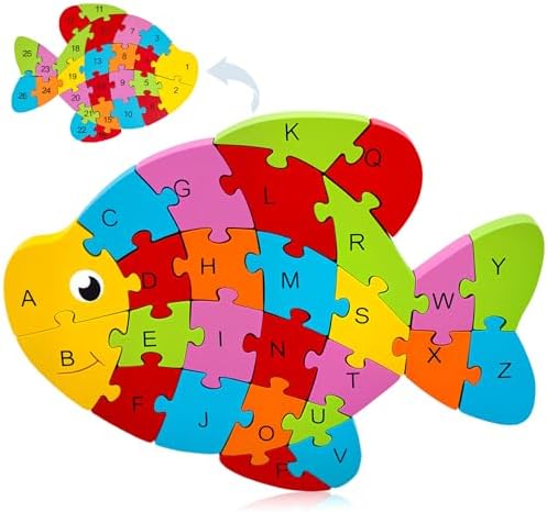 LovesTown Puzzle for Kids, Wooden, 3D Goldfish Shape by Lovestown