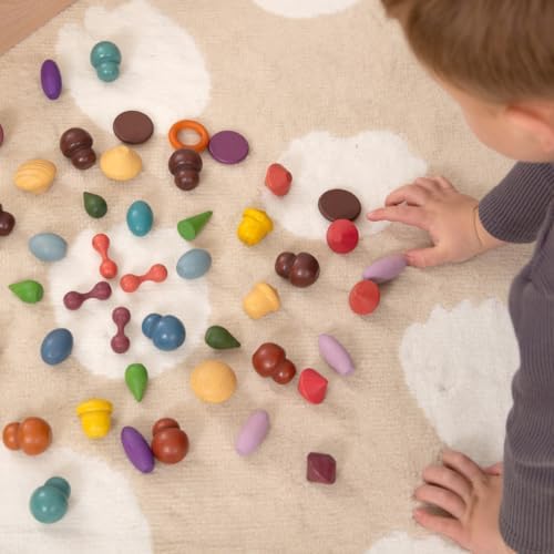 tickit Wooden Treasures Starter Set | 168 Colored Pieces | Montessori Sensory Bin Play | Wooden Loose Parts Toys for Toddlers - Image 2