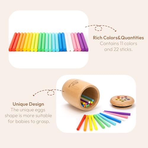 Woodtoe Montessori Color Sorting Toy, 11 Colors Montessori Sticks for 1 2 3 Year Old, Wooden Sensory Toys for Toddler, Fine Motor Skills, Educational Learning Birthday Toys Gift for Boys and Girls 1-3 - Image 3