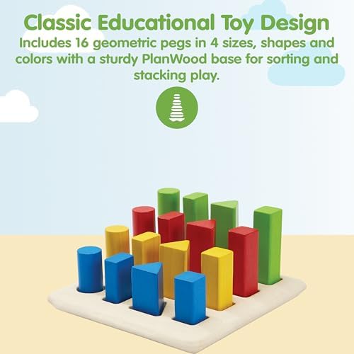 PlanToys® Geometric Peg Board Wooden Shape Sorting Toy for Kids Ages 2+ - Image 2