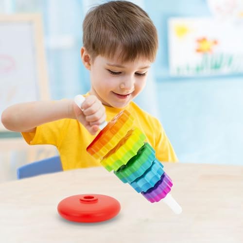 BYFWH Baby Spin Stack Toy, Premium Stacking Toys for Kids, Spinning Stacking Toy for Babies and Toddlers, Educational Toddler Learning Toy,Autism Spin Stack Toys,Rainbow Spinning Wheel Toys - Image 3