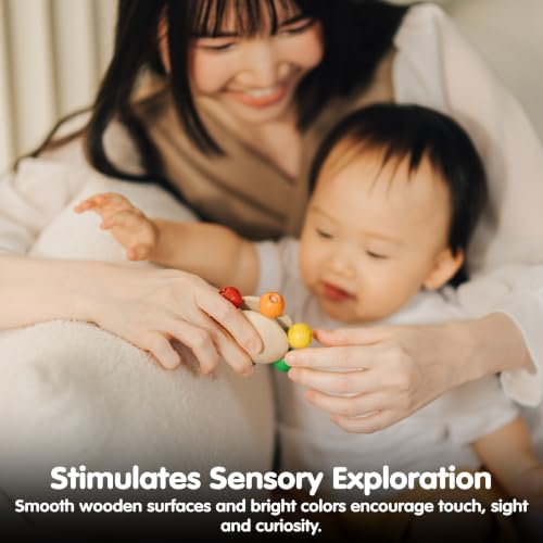 PlanToys® Wooden Pull & Grasp Baby Toy Montessori Sensory Kids Activity Set - Image 6