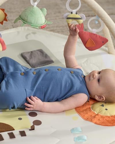Skip Hop Baby Play Gym 3-in-1 Sensory Tummy Time Activity Mat with 17+ Skill-Building Developmental Activities, 14 Animals & Shapes, 5 Hanging Toys and Crocodile Mirror, Geometric Wonders, Age 0-2y - Image 2