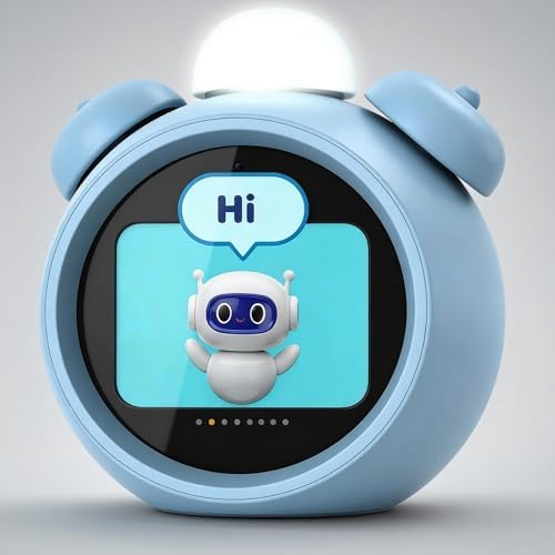 AI Kids Alarm Clock with Voice Control, Children's Focus Ready to Rise Sleep Trainer, AI Assistant Smart Clock, Sound Machine OK to Wake for Toddlers Kids, Digital Partner for Girls Boys by Unknown
