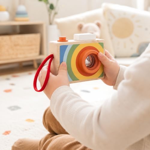 Pearhead Wooden Kaleidoscope Camera Toy, Pretend Play Toddler Toy - Image 6