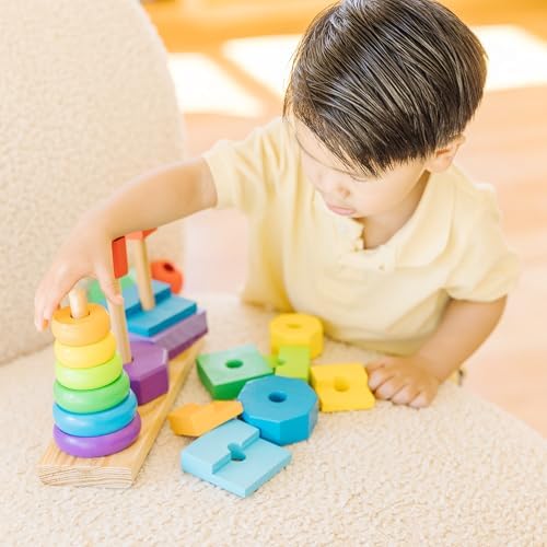 Melissa & Doug Geometric Stacker - Wooden Educational Toy,25 count(pack of 1) - Image 6