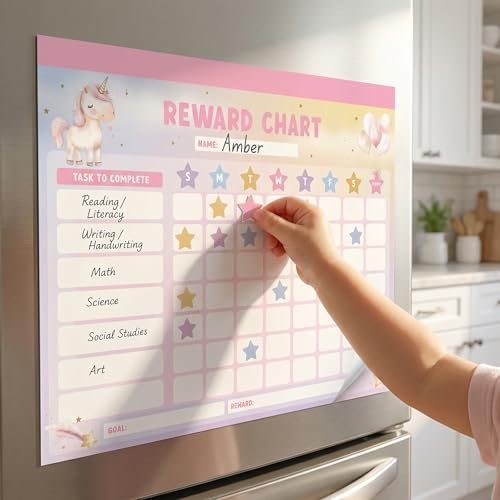 ZICOTO Fun Magnetic Reward Chart for Kids - Unicorn Chore Chart for Girls by ZICOTO