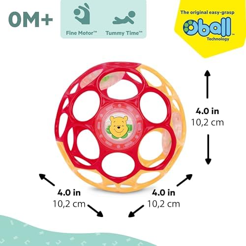 Disney Winnie the Pooh Oball Easy-Grasp Rattle by Bright Starts, Infant Toy in RedYellow, Age Newborn and up, 4 Inches - Image 2