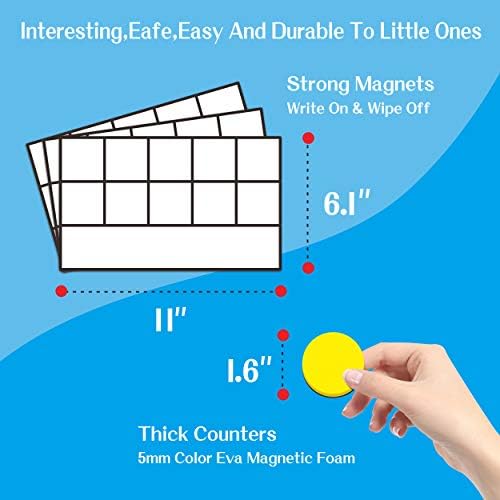 Magnetic Ten-Frame Set,6 Frames(with Blank Writing Space) and 66 Colorful Discs with 2 Markers (Upgraded Version for Fridge & Hand-held) - Image 4