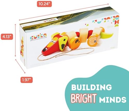 Cubika Wooden Walk Along Sausage Dog – Pull Toy for Toddlers Ages 1-3 – Montessori Inspired, FSC-Certified Wood, German Water-Based Paint – Travel Wooden Toys for Boys and Girls - Image 4