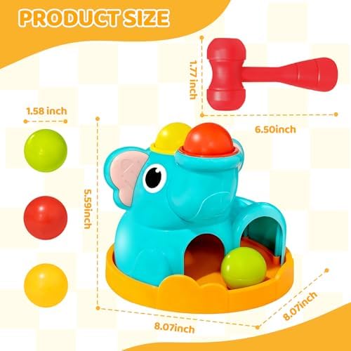 DQMOON Montessori Toys for 1 Year Old - Elephant Hammering Pounding Toy - Educational Toddler Activities for 1 2 3 Year Old Boy&Girl Christmas Birthday Gifts - Image 4