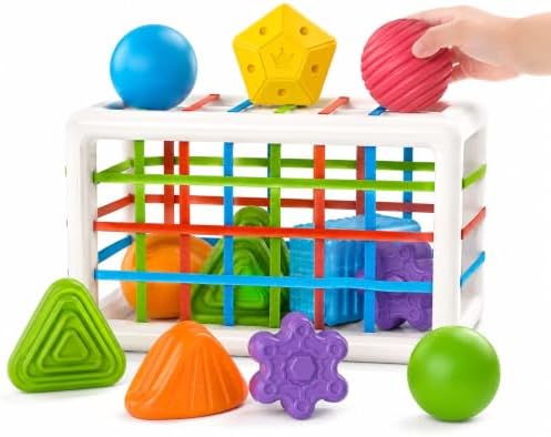 MINGKIDS Montessori Toys for 1 Year Old, Cube & 6 Sensory Shape Blocks&6 Colors Ball Pit Balls,Baby Sensory Fine Motor Skills Developmental Toys,Gifts for 12 18 Month Age 1 2 by MINGKIDS