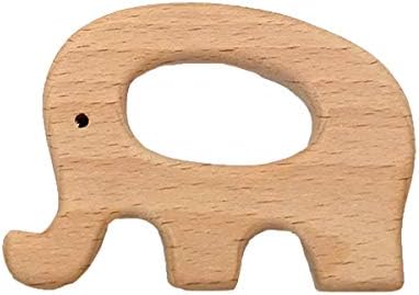 2pcs Natural Wooden Elephant Montessori Toys Pendant Pure Natural Beech Wood Animal Shape for Handmade Necklace/Bracelet (Elephant 2pcs) - Image 3