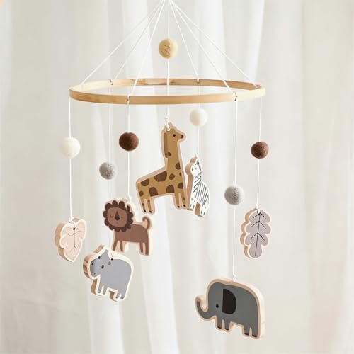 Wooden Bed Bell Crib Mobile with Music Box – Soft Felt Cartoon Bear Hanging Rattle Toy for Nursery Decor, Handcrafted Montessori-Inspired Crib Mobile (Animals) - Image 7