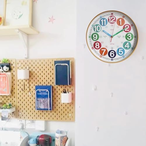 Learning Time Clock for Kids,12 Inch 3D Numbers Colorful Clock Face Silent Clocks，Bedroom,Kitchen,Classroom,Décor at School, Clear Digital Wall Clock for Kids Room (3D Wood Color Classic) - Image 5
