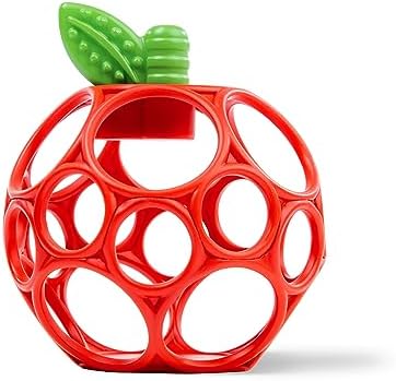Bright Starts Oball Easy Grasp Red Apple Teether Toy, Hold My Own Collection, BPA Free, Unisex, Newborn and Up by BrightStarts