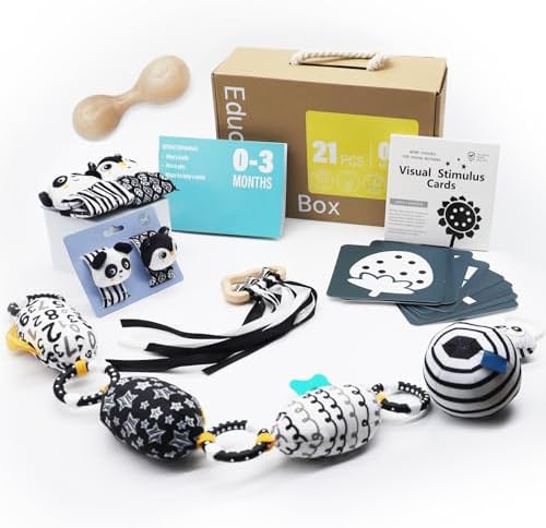vocheer Black and White Baby Toys, 7-in-1 Baby Sensory Toys for Infants by vocheer