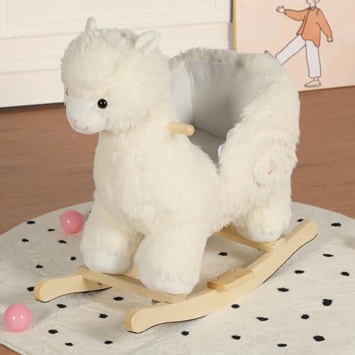 Alpaca Rocking Horse with Sound and Music for Ages 12-36 Months, Beige by chistronger