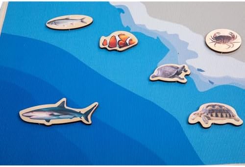 Montessori Land and Water Map with 25 Wooden Animals - Learning Geography and Zoology Mat Educational Toys,Interactive Learning Tool,World Map for Kids,Montessori Map for Kids 4-8 Years - Image 6
