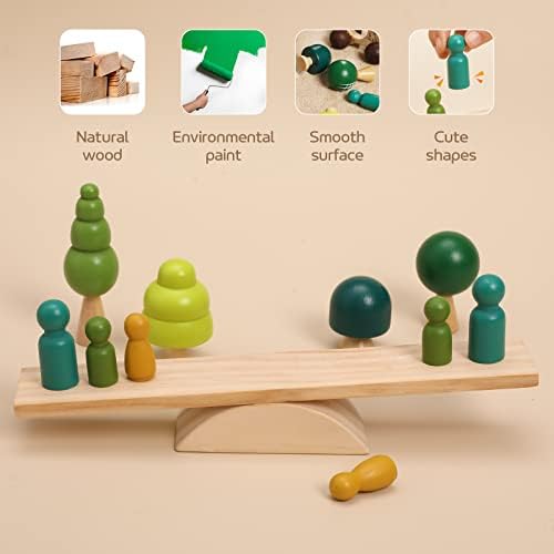 Wooden Tree Toys Balance Toys Wooden Peg Dolls Preschool Learning Educational Montessori Toys, Natural Woodland Trees Creative Accessories for Home Decor - Image 2