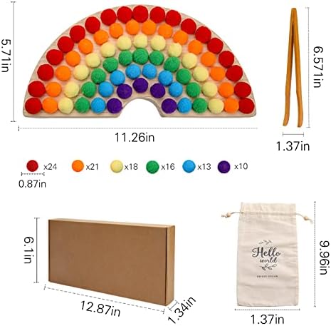 ibwaae Wooden Peg Board Beads Game Color Sorting Toys Counting Matching Game Bead Counting Fine Motor Skill Montessori Toys for Toddlers (Rainbow) - Image 6