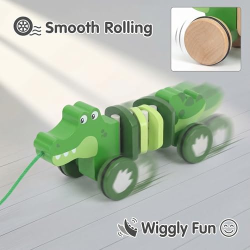 Baby Toys Car,Wooden Pull Along Toy for Toddlers 1 2 3 Year Olds - Image 3