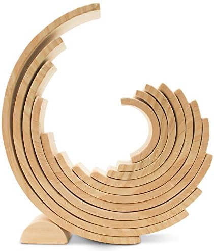 Large Wooden Rainbow Stacker Arches, Set of 12 pcs., Natural and Unfinished Stacking Rainbow, by Woodpeckers - Image 4