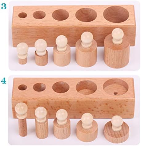 Thoth Montessori Knobbed Cylinder Socket Montessori Materials Wooden Cylinders Ladder Blocks Educational Wooden Toy Montessori Education Toy Family Version - Image 3