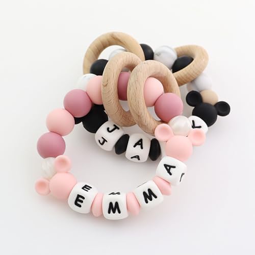 Personalized Baby Teether Rattle with Name (Black) - Image 2