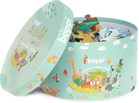 boppi Round 150 Piece Jigsaw for Kids Aged 5-8 | Educational Animals Around the World Puzzle with Continents & Animal Habitats | Eco-Friendly Recycled Cardboard - Image 6