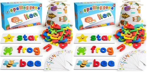 BEESTECH Alphabet ABC Learning Educational Toys for 3 4 5 Years Old Boys Girls, Wooden Puzzle Flash Cards Preschool Activity Letter Matching Games for Kids Toddlers (Pack of 2) by BEESTECH