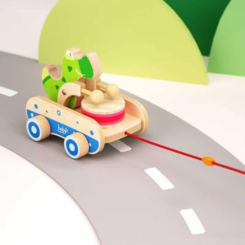 Baby Gift Wooden Toddler Pull Toy, Crocodile Drum Tapping Children's Toy, Baby dragging and Learning to Walk, Rope Traction Rope Crawling for Toddlers Ages 1+ - Image 3