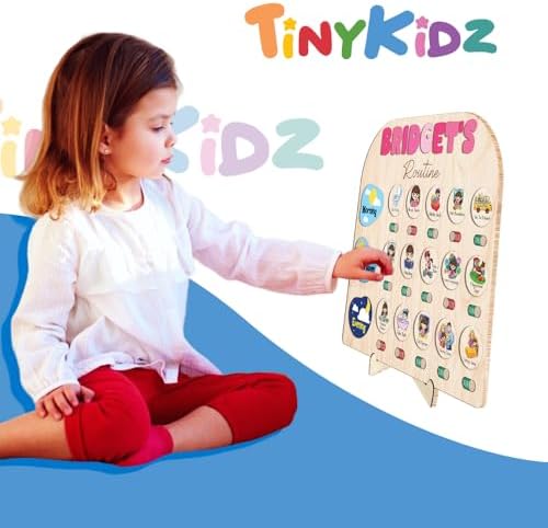 TinyKidz Daily Routine for Toddlers 13x14", Kids Checklist Board, Daily Responsibility Chart for Boys Girls, Wooden Routine Chart for Kids - Image 7