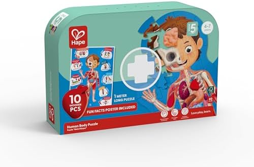 Hape Human Body Puzzle | 60 Oversized Pieces Educational Anatomy Jigsaw, Wooden Organs, for Children 4+ Years - Image 5