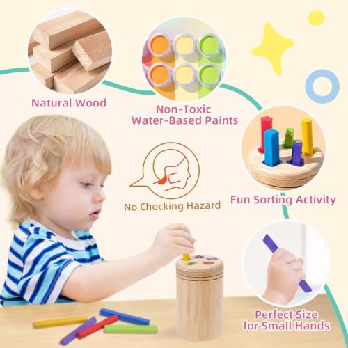 Montessori Wooden Stick Color Sorting Toys for 1+ Year Old - Image 3