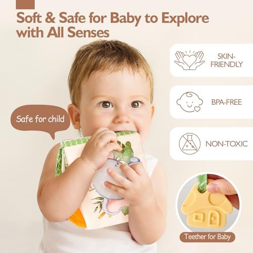 hahaland Baby Soft Cloth Crinkle Books Touch and Feel Sensory Infant Toy - Image 4