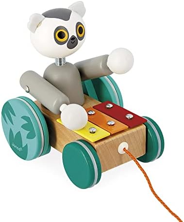 Janod - Tropik Pull-Along Lemur Xylophone - 2-in-1 Wooden Early-Learning Toy - Musical Educational Toy - Walking and Balancing - Water-Based Paint - 18 Months + J08270 - Image 4