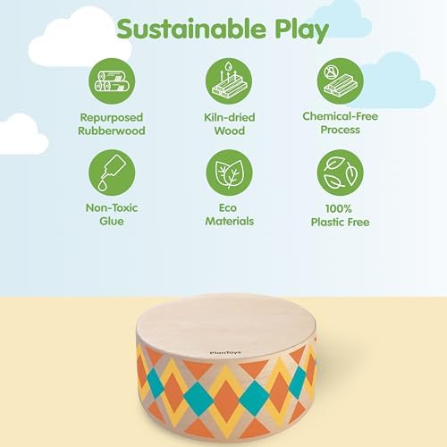 PlanToys® Wooden Rhythm Box Drum Musical Toy for Kids, Montessori Set - Image 3