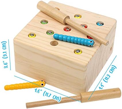 Boxiki kids Wooden Montessori Toys for Babies, Toddlers & Kids, Fine Motor Skills, Magnetic Worm Game for 3 Years Old - Image 5