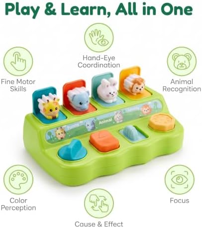 Montessori Interactive Pop-Up Animal Toy, Cause & Effect Learning Toy with 4 Switches, Surprise Animal Sensory Play for Baby Boys & Girls 6–18 Months - Image 4