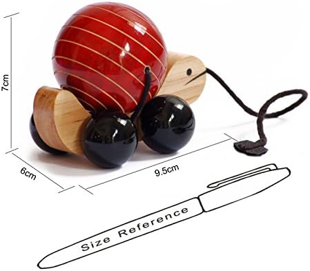 Maya Organic Handmade Wooden Pull Toy with Rotating Ball Made Using Natural Colors for Toddlers 18 Months Old and up, Helps in Early Education and Development | Tuttu Turtle (RED) - Image 2
