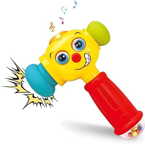Toy Hammer w/Lights, Learning Mode and Music Mode – Baby Hammer Toy Plays 6 Short Kids' Songs, Counts 1-10 w/Baby, Changes Funny Expressions and Lights Up – for Kids 12 Months and Older by StoneandClark