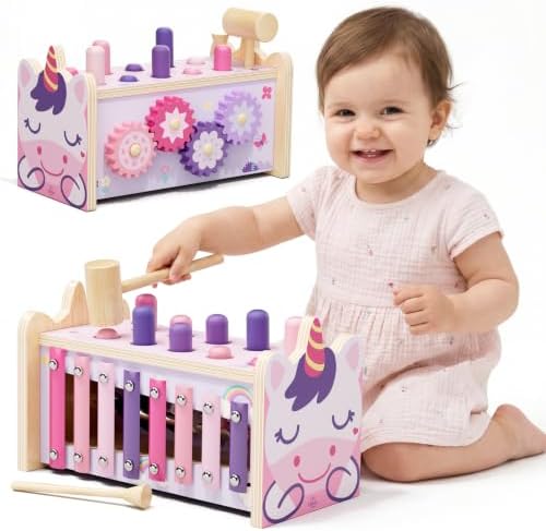 Wooden Montessori Toys for 1 Year Old, 1st Birthday Gift for Girls 1-3 by Unknown