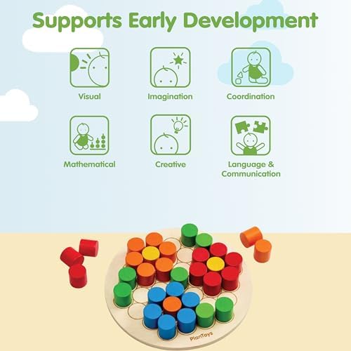 PlanToys® Pattern Peg Board Wooden Lacing Toy for Toddlers 12M+ Montessori - Image 4