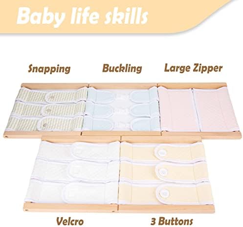 Montessori Wooden Toys for Dressing Learning Board Learning Basic Dressing Skills - Buttons, Snaps, Zippers, Belt Buckles for 1 2 3 Year Old Toddlers Sensory Toy Gifts(3 Buttons) - Image 7
