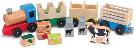 Melissa & Doug Wooden Farm Train Set - Classic Wooden Toy (3 Linking Cars) by Unknown