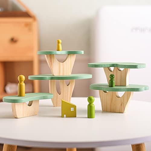 WOODEN TEETHER Wooden Tree Toy Pack of 15 Wood Forest Sensory Toys for Boys and Girls Educational Montessori Toys for Preschool Kids by WOODENTEETHER